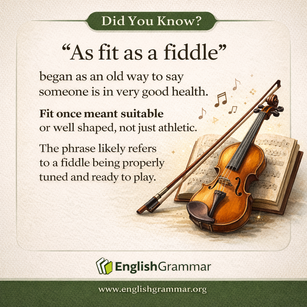 The origin of "as fit as a fiddle"