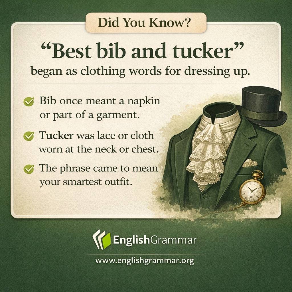 The origin of "best bib and tucker"