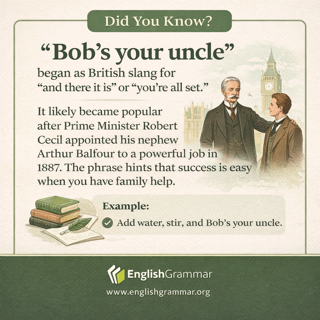 The origin of "Bob’s your uncle"