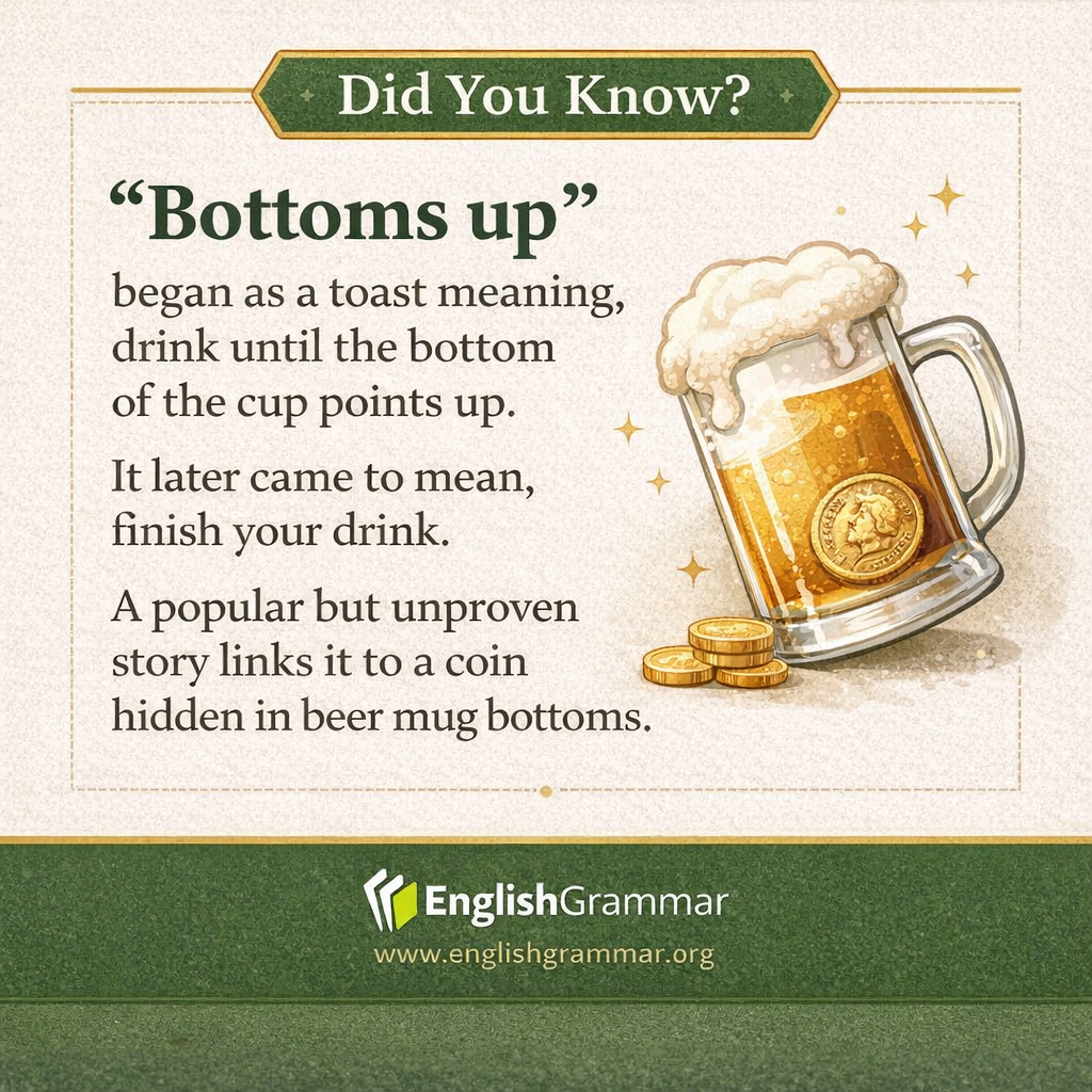 The origin of "bottoms up"