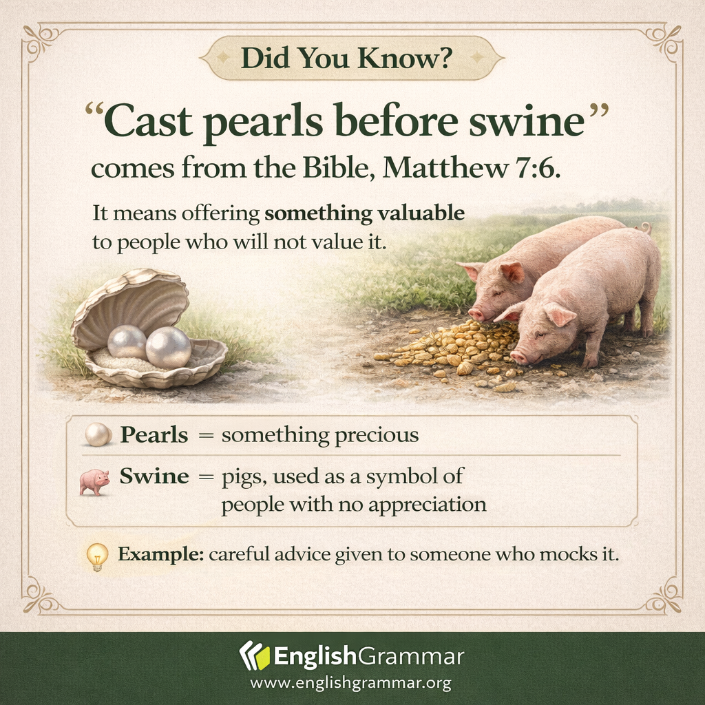 The origin of "cast pearls before swine"