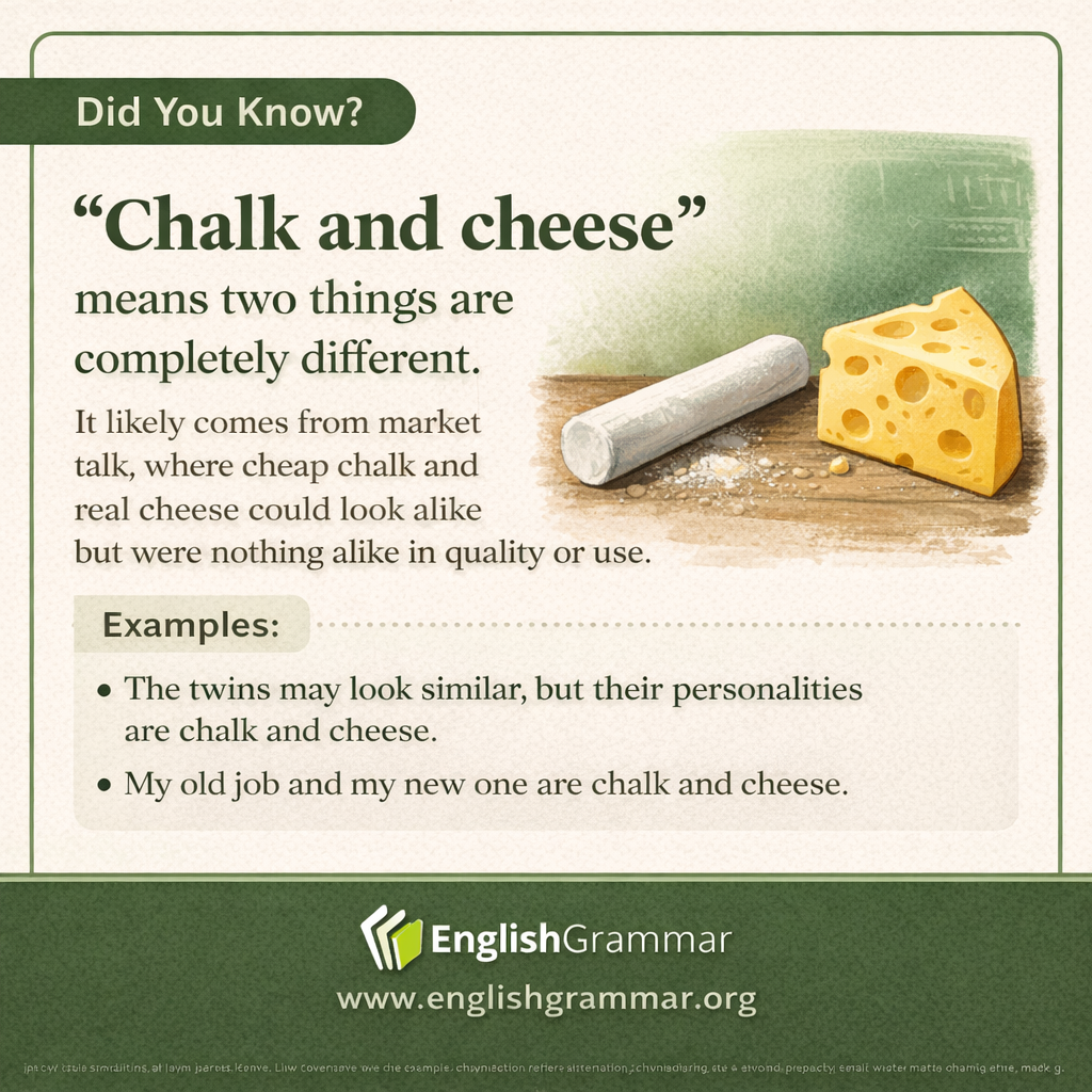 The origin of "chalk and cheese"