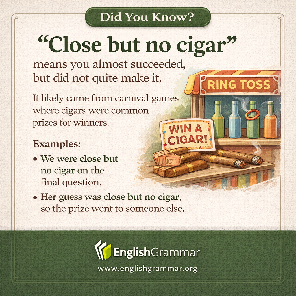 The origin of "close but no cigar"
