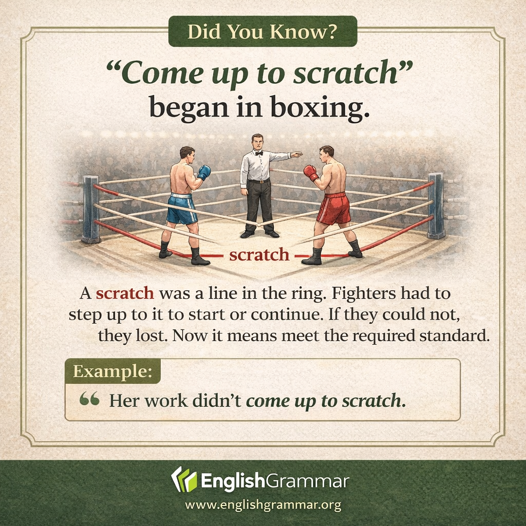 The origin of "come up to scratch"