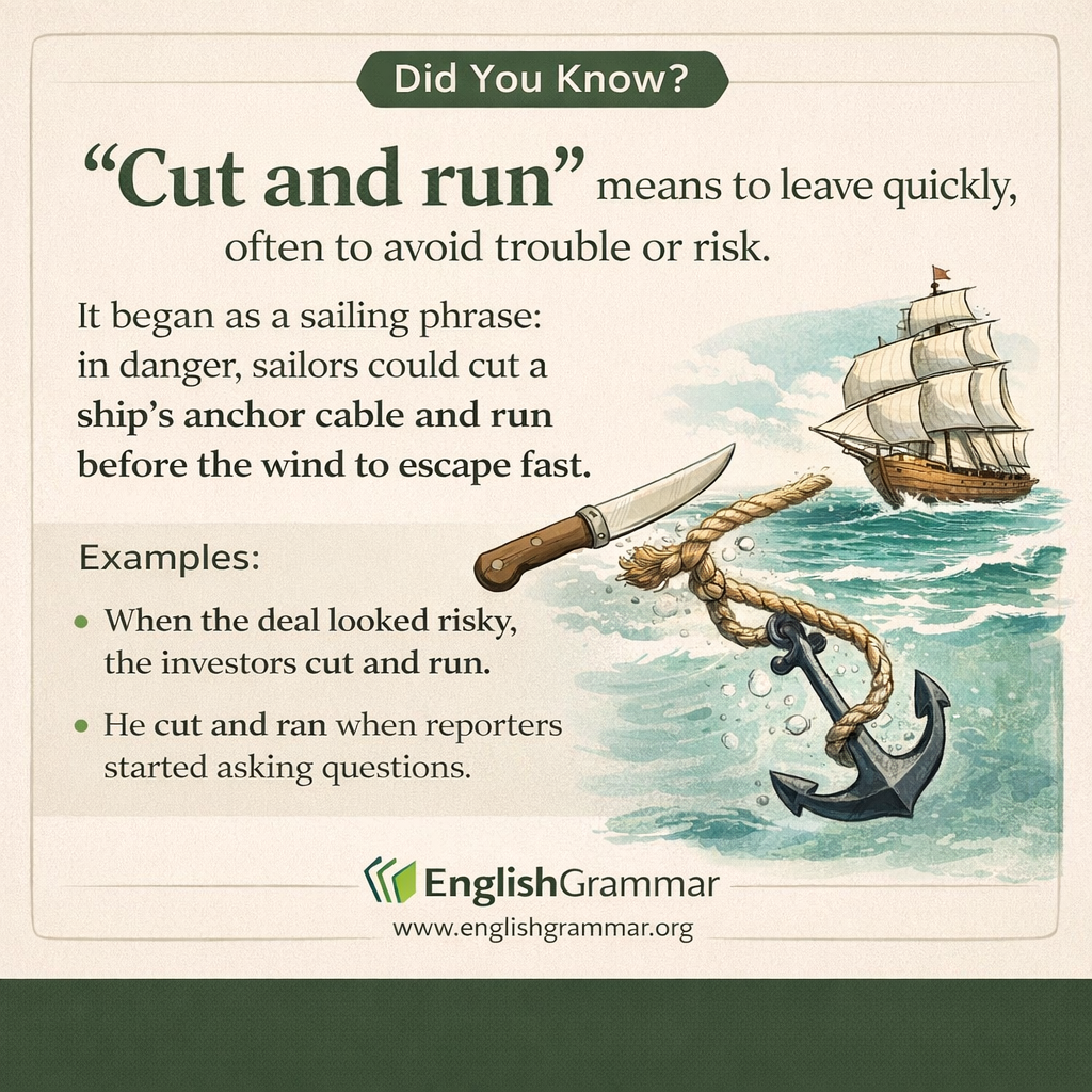 The origin of "cut and run"