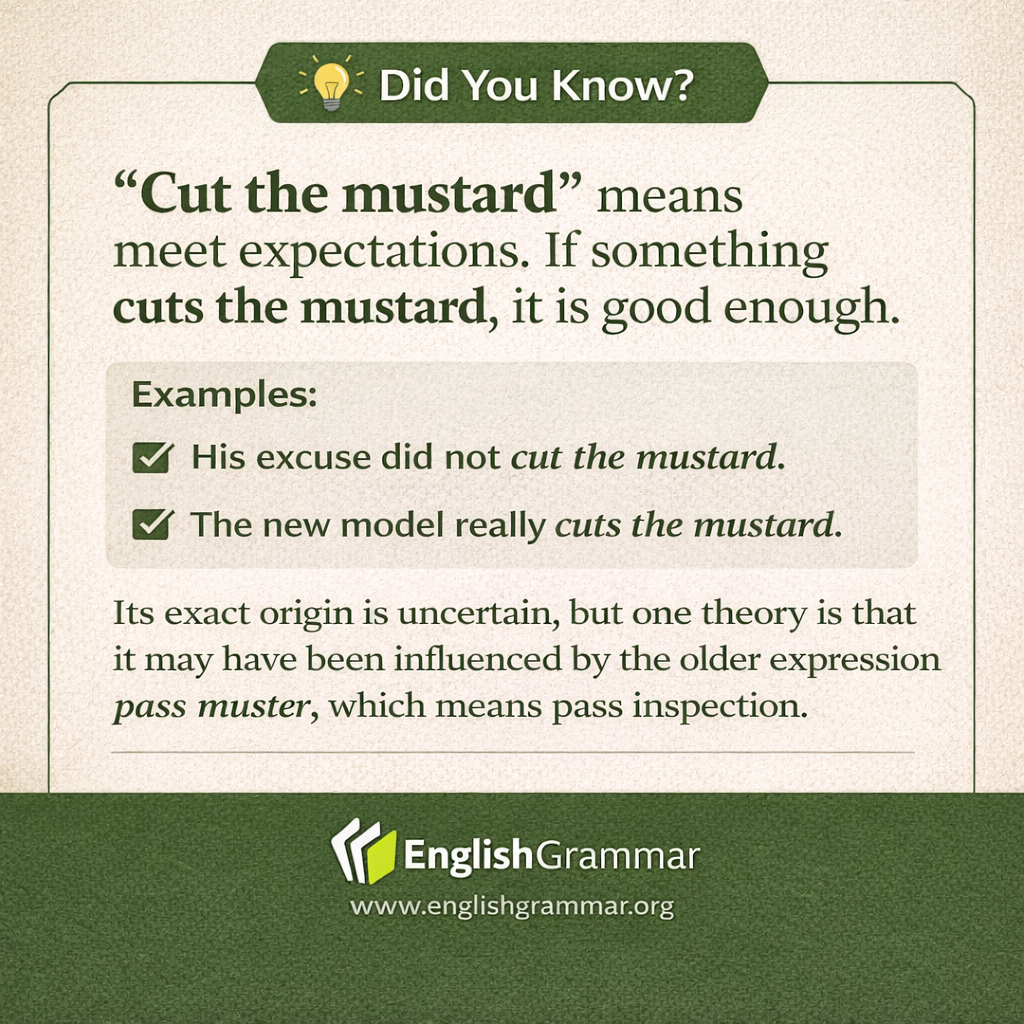 The origin of "cut the mustard"