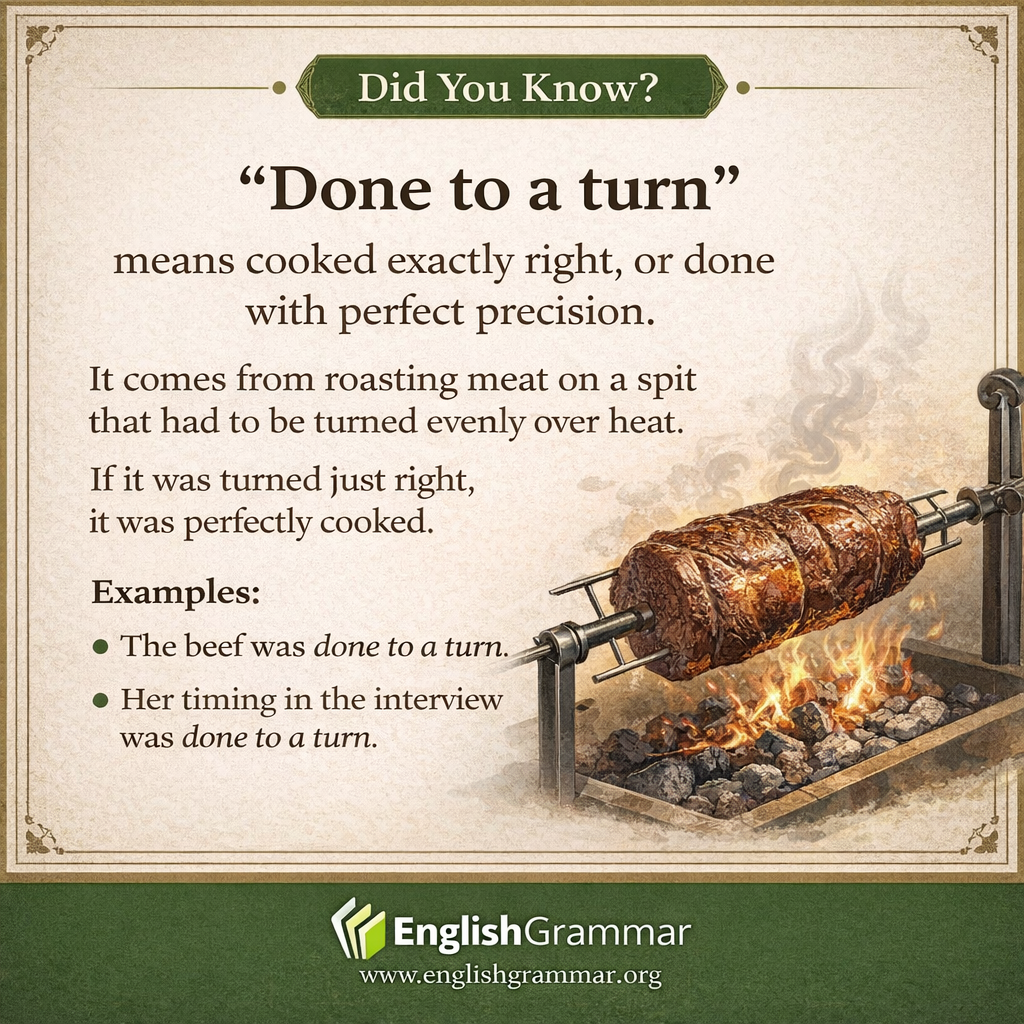 The origin of "done to a turn"