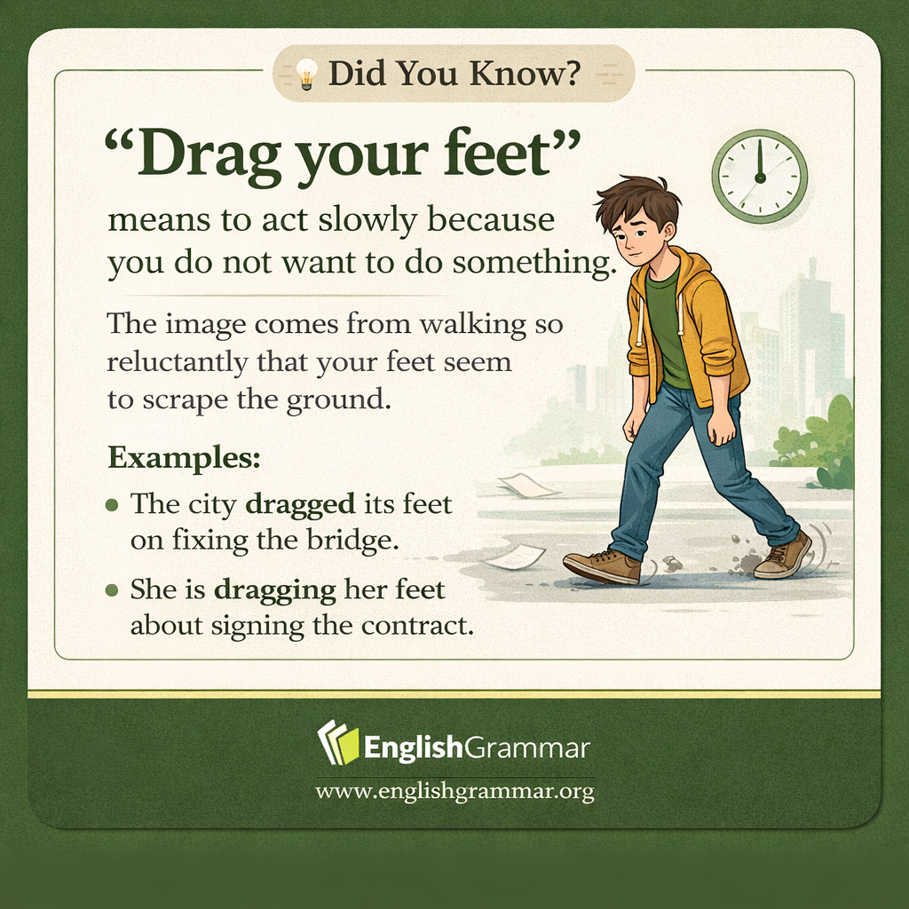 The origin of "drag your feet"