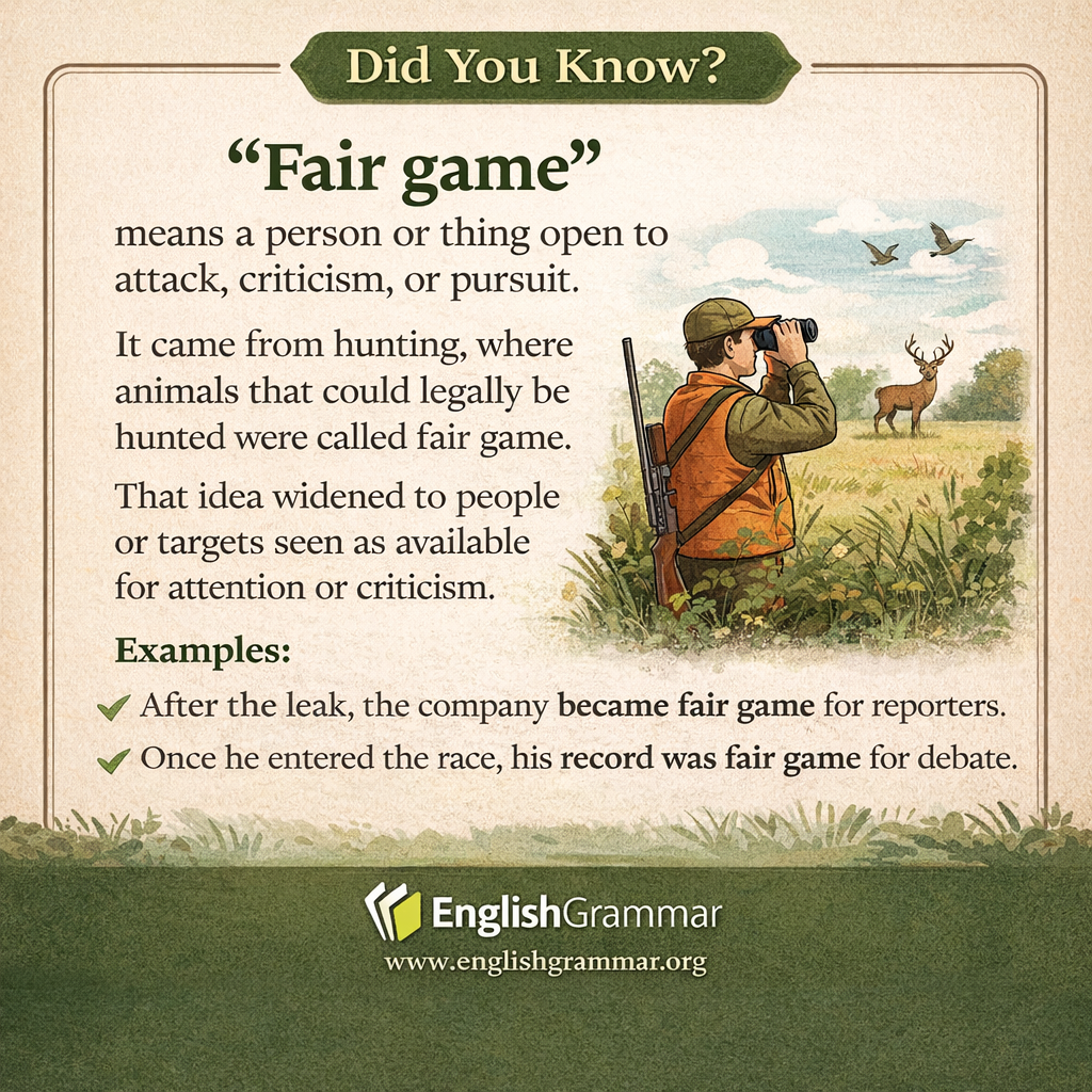The origin of "fair game"