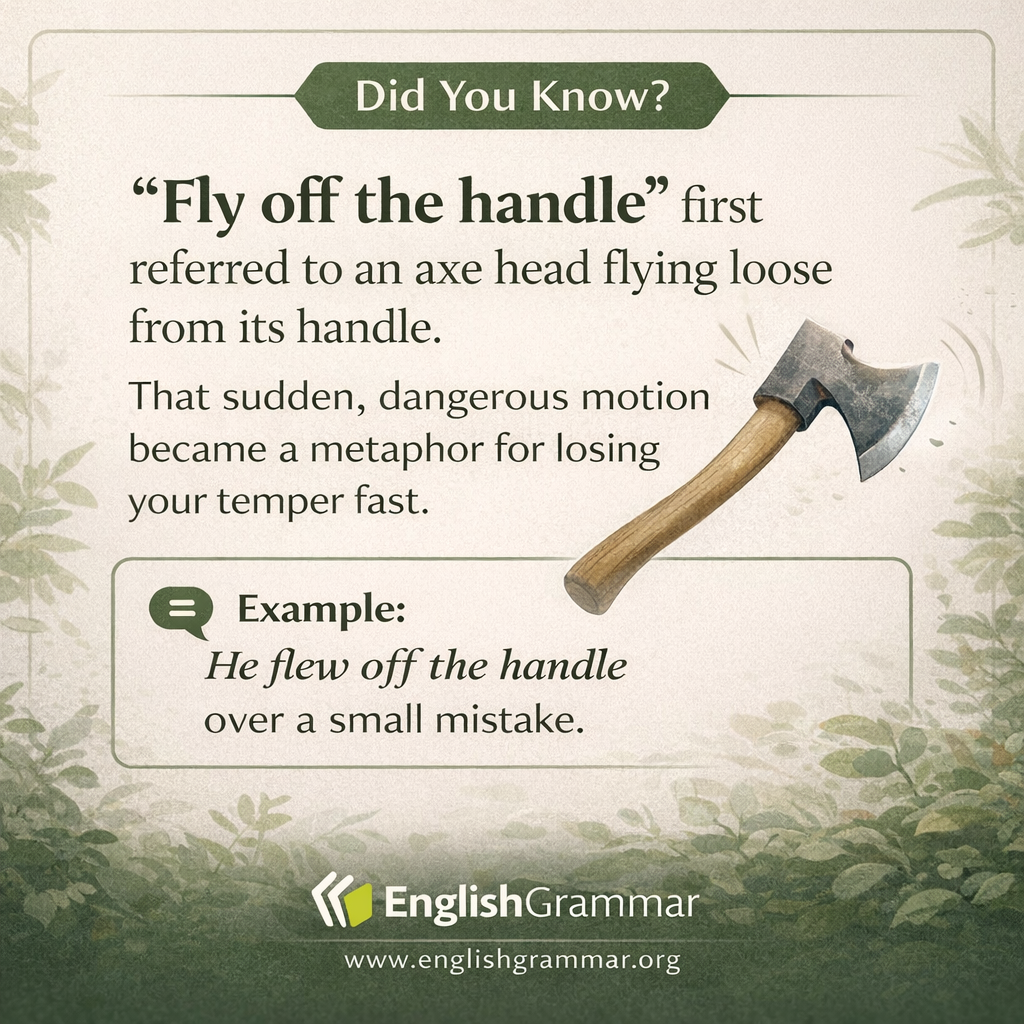 The origin of "fly off the handle"