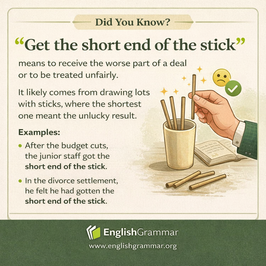 The origin of "get the short end of the stick"