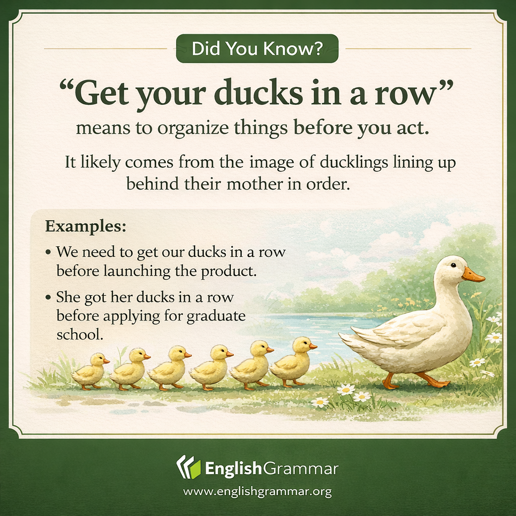 The origin of "get your ducks in a row"