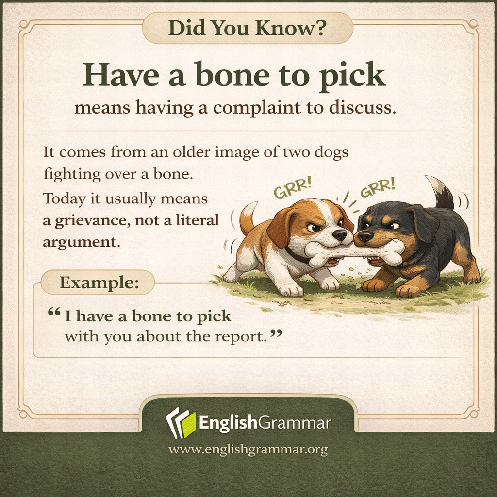 The origin of "have a bone to pick"