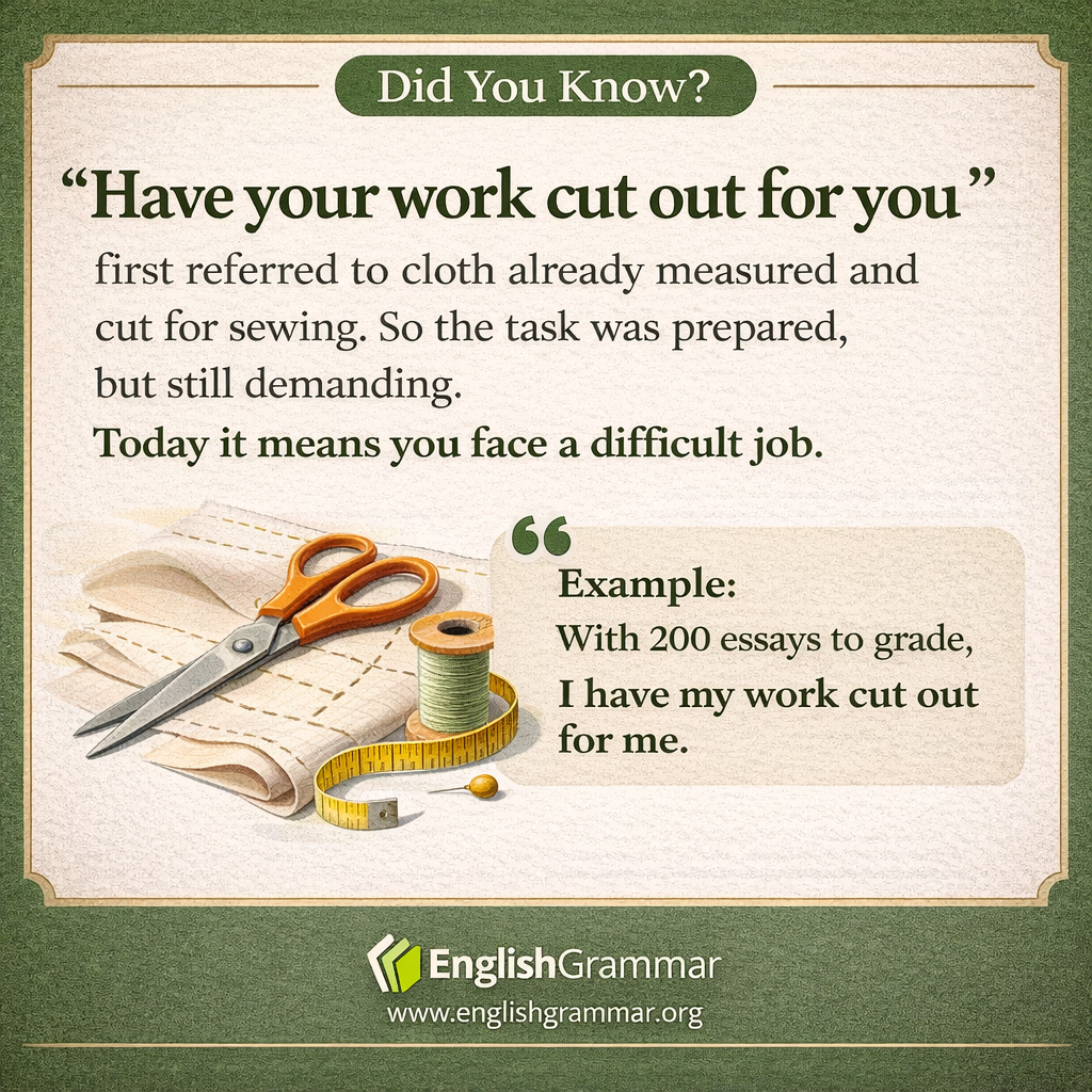 The origin of "have your work cut out for you"