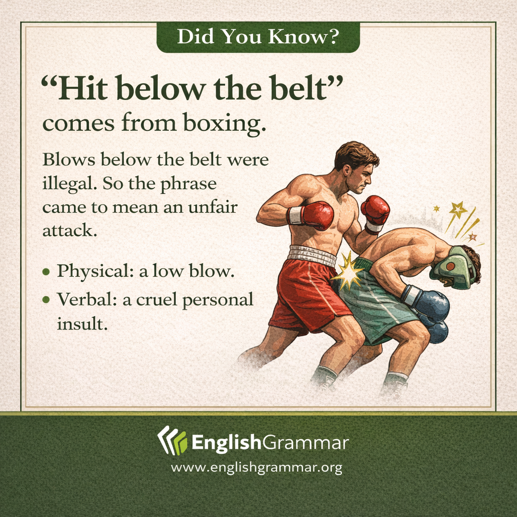 The origin of "hit below the belt"
