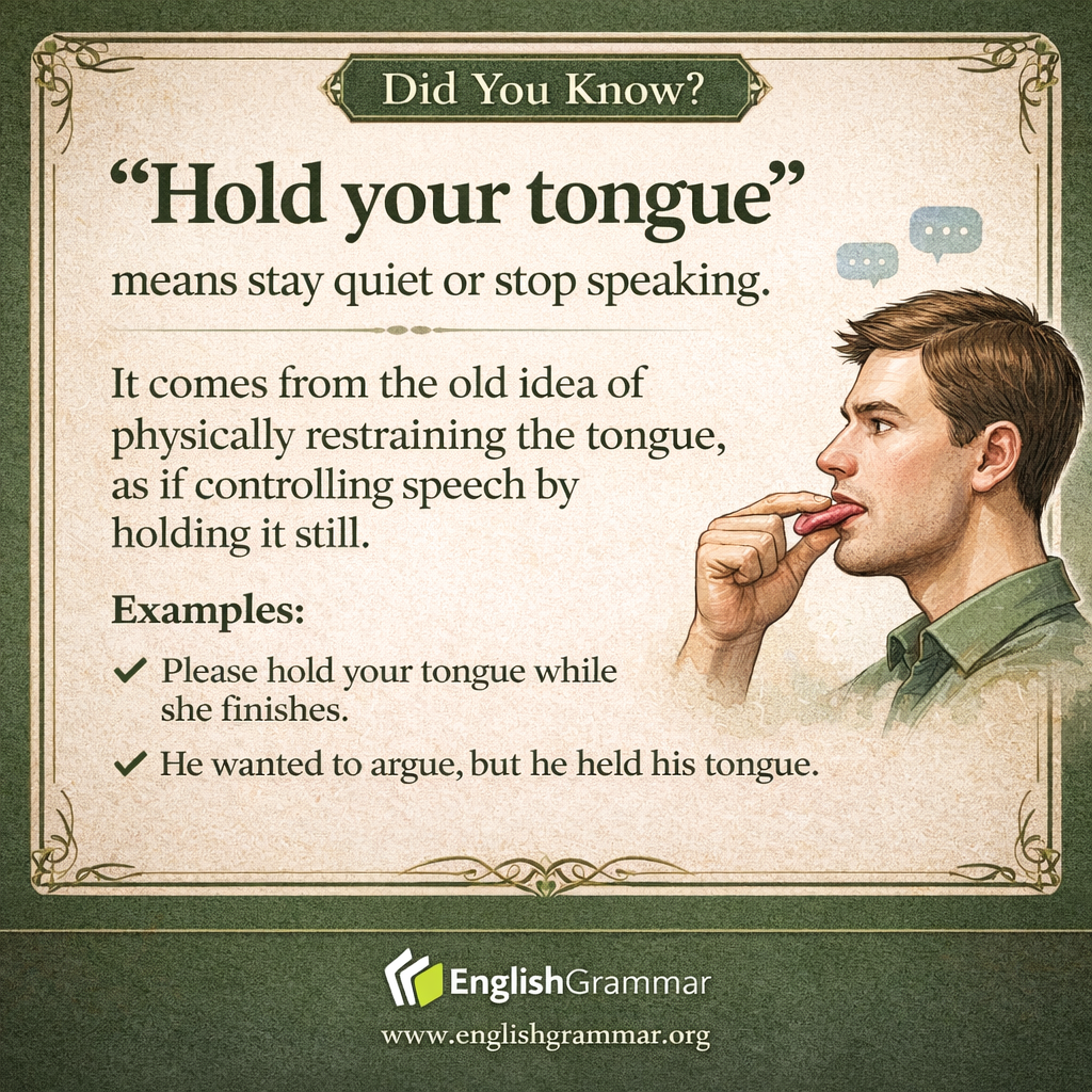 The origin of "hold your tongue"