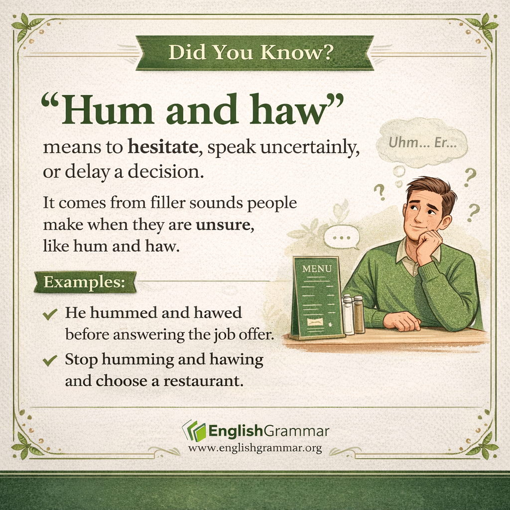 The origin of "hum and haw"