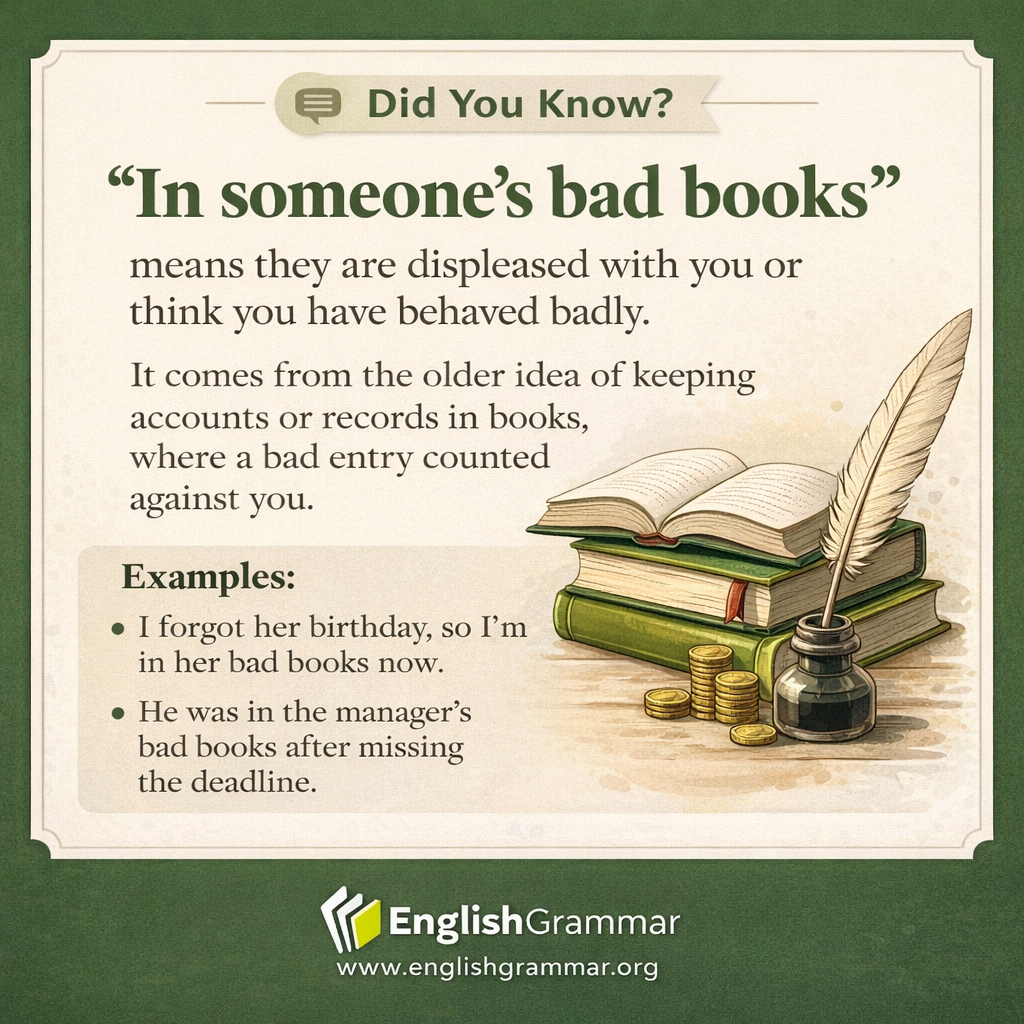 The origin of "in someone’s bad books"