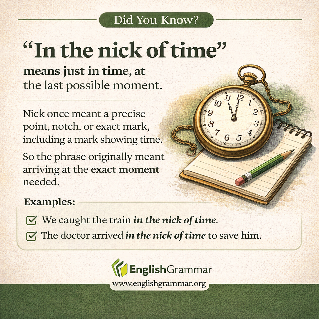 The origin of "in the nick of time"