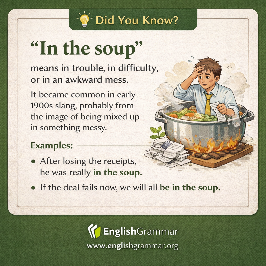 The origin of "in the soup"