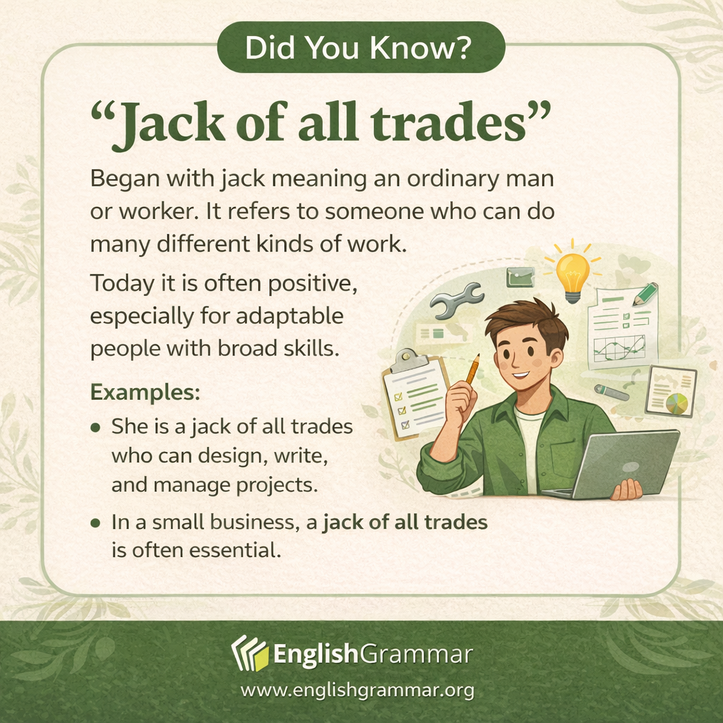 The origin of "jack of all trades"