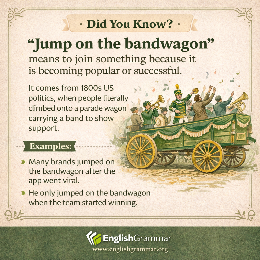 The origin of "jump on the bandwagon"