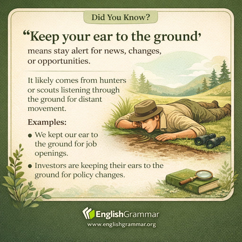 The origin of "keep your ear to the ground"