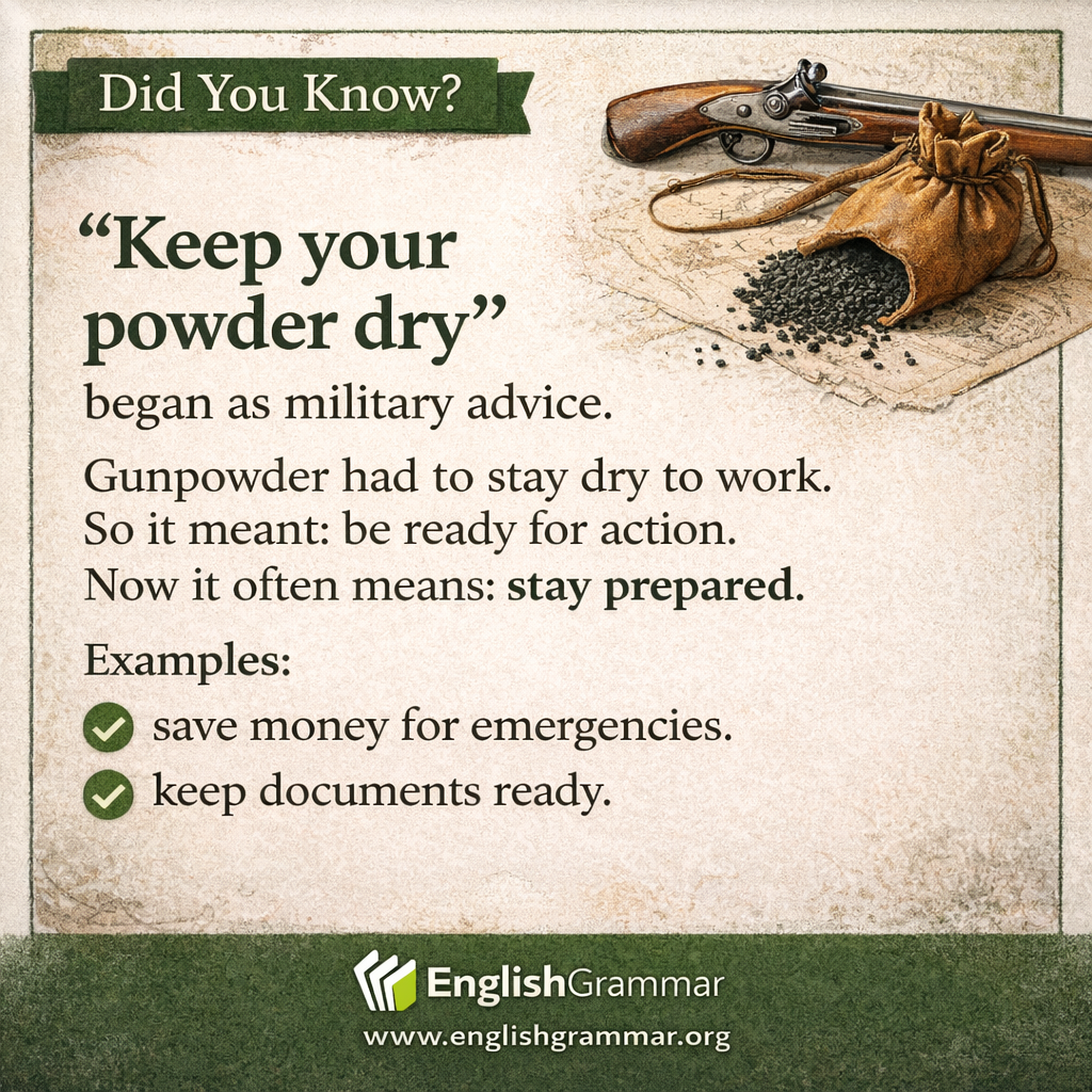 The origin of "keep your powder dry"