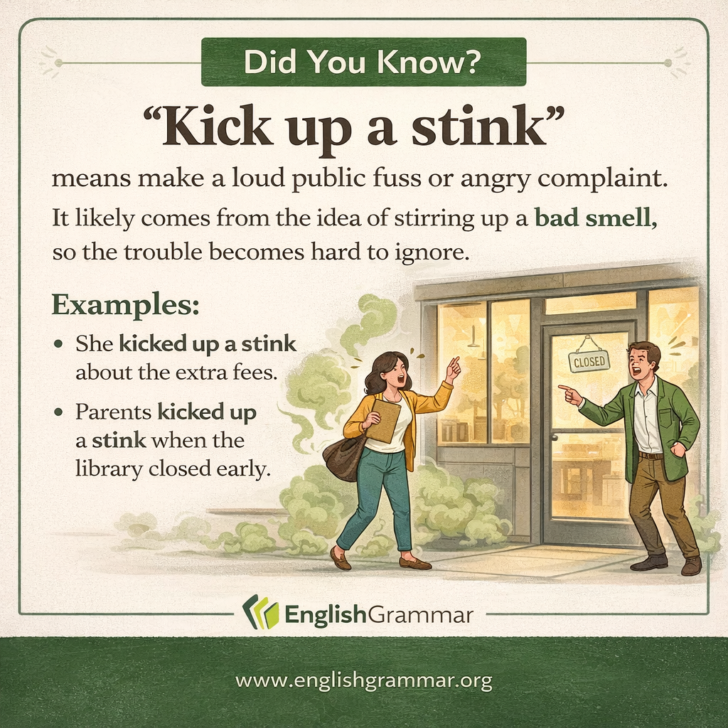 The origin of "kick up a stink"