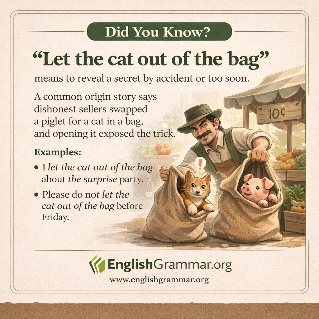 The origin of "let the cat out of the bag"