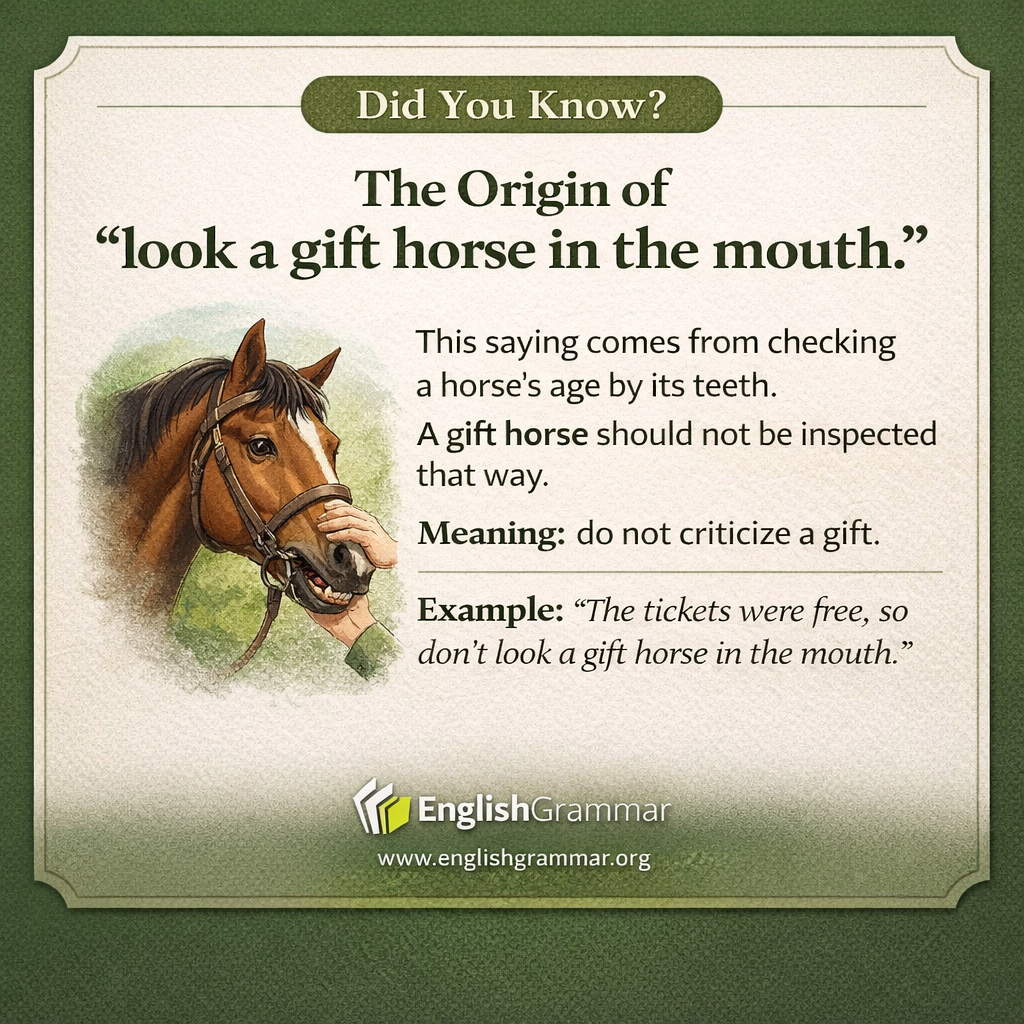 The origin of "look a gift horse in the mouth"