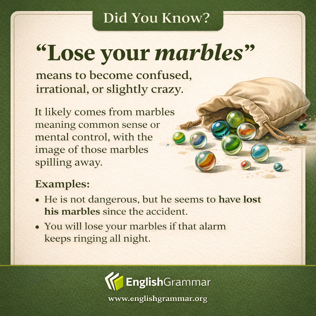 The origin of "lose your marbles"