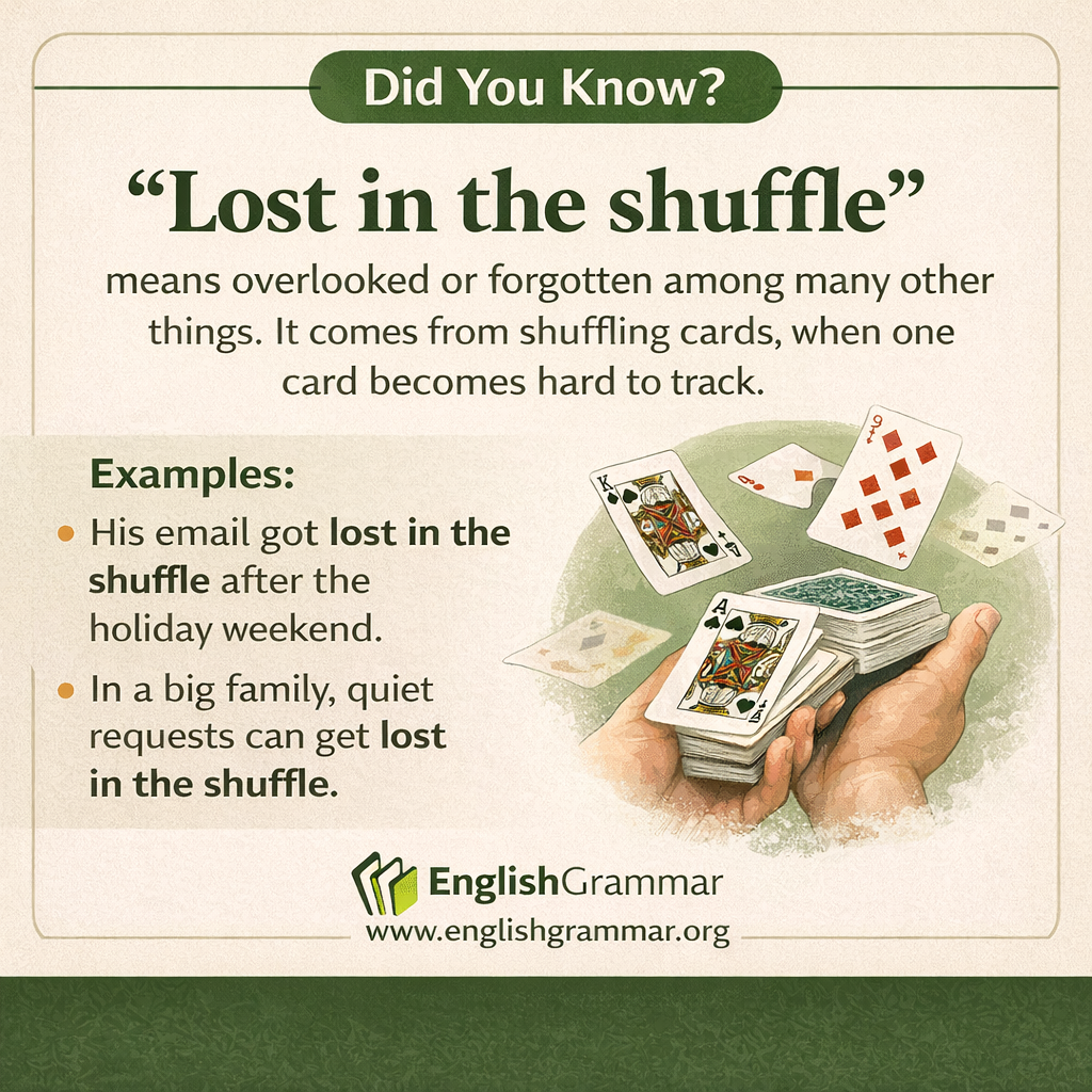 The origin of "lost in the shuffle"