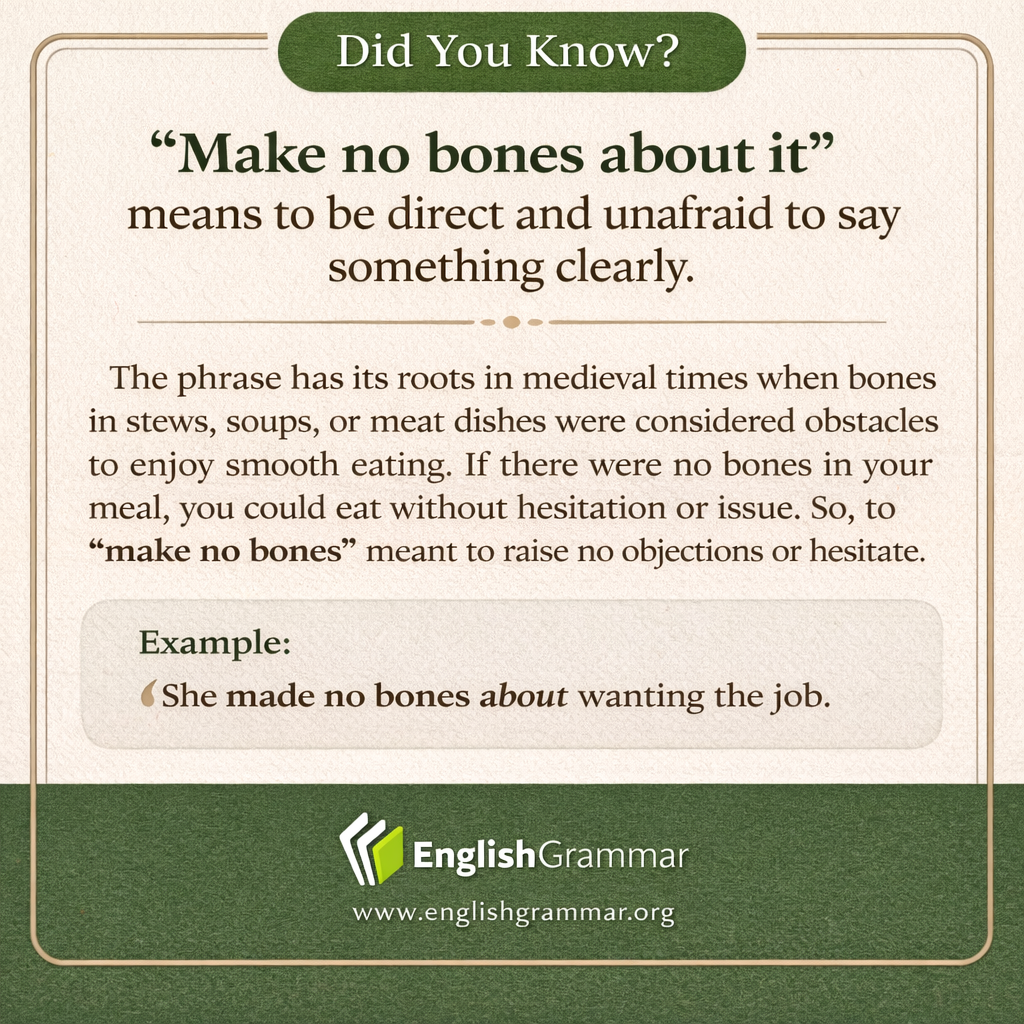 The origin of "make no bones about it"