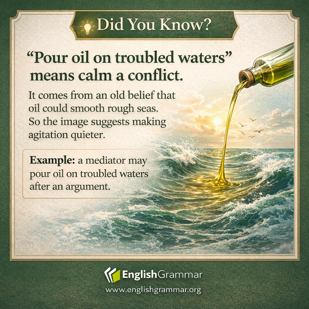 The origin of "pour oil on troubled waters"