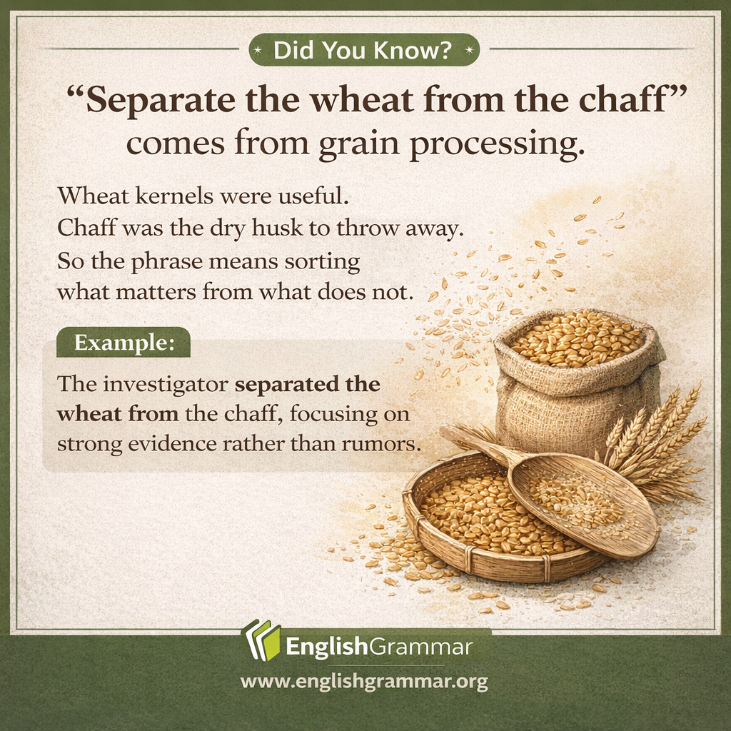 The origin of "separate the wheat from the chaff"