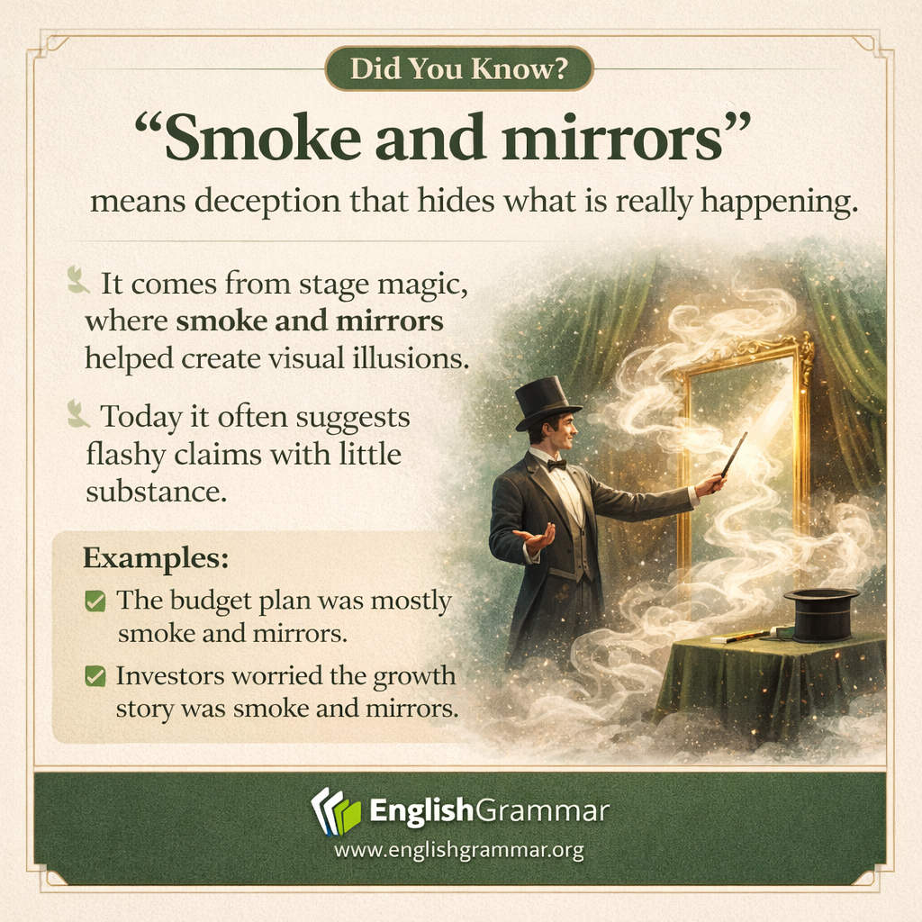 The origin of "smoke and mirrors"