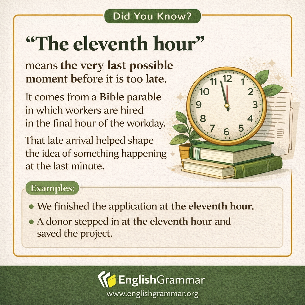 The origin of "the eleventh hour"