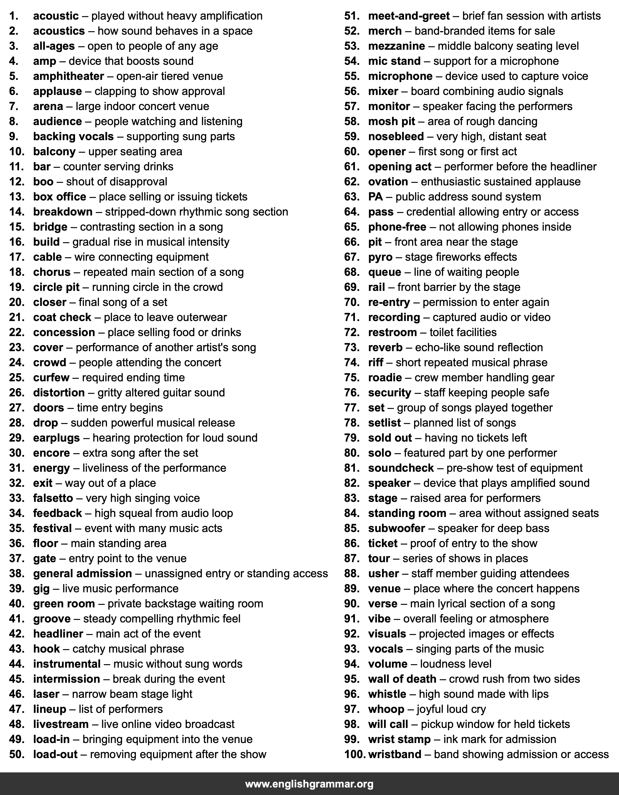 100 Words Every Concertgoer Should Know
