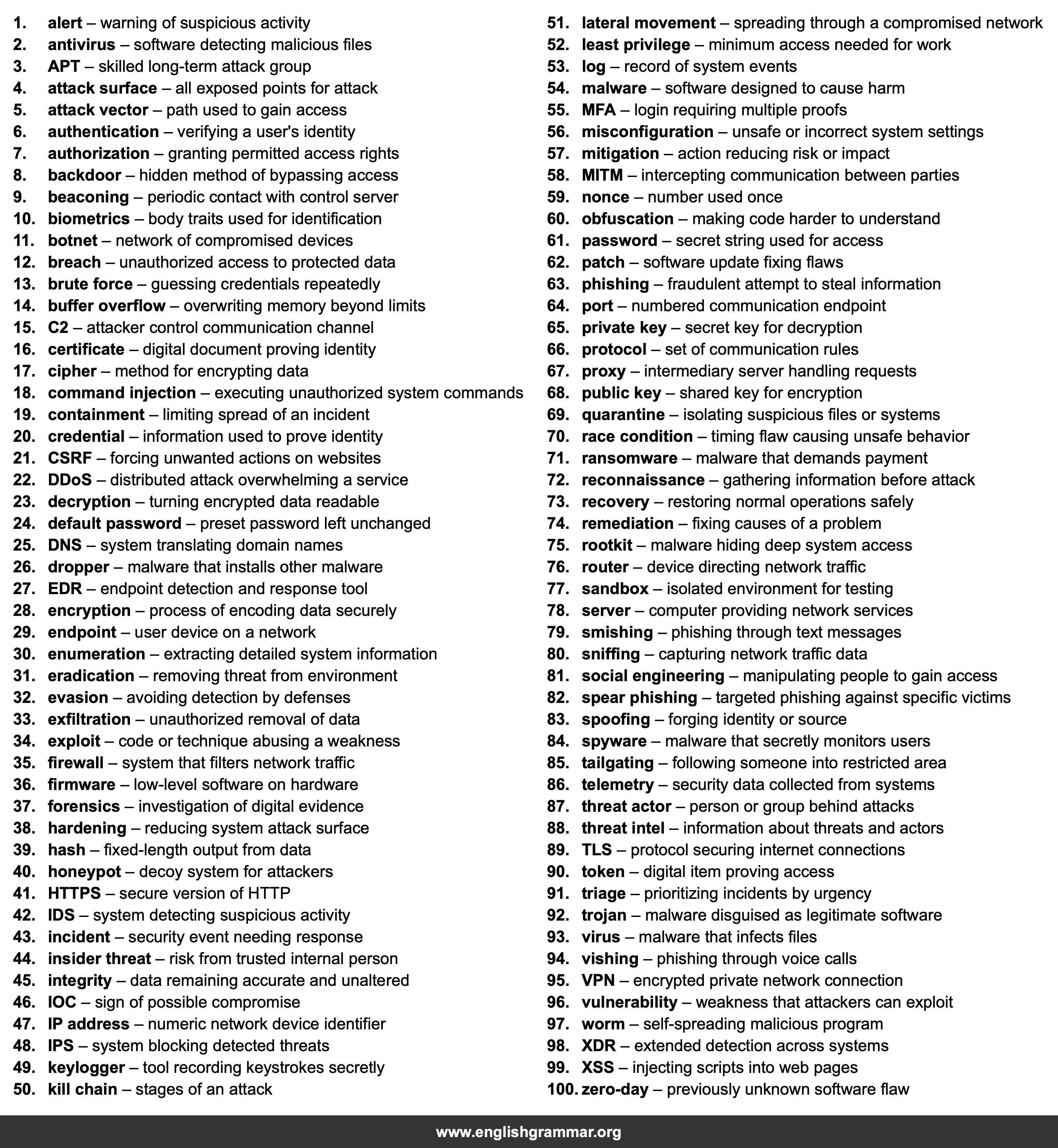 100 Words Every Cybersecurity Analyst Should Know