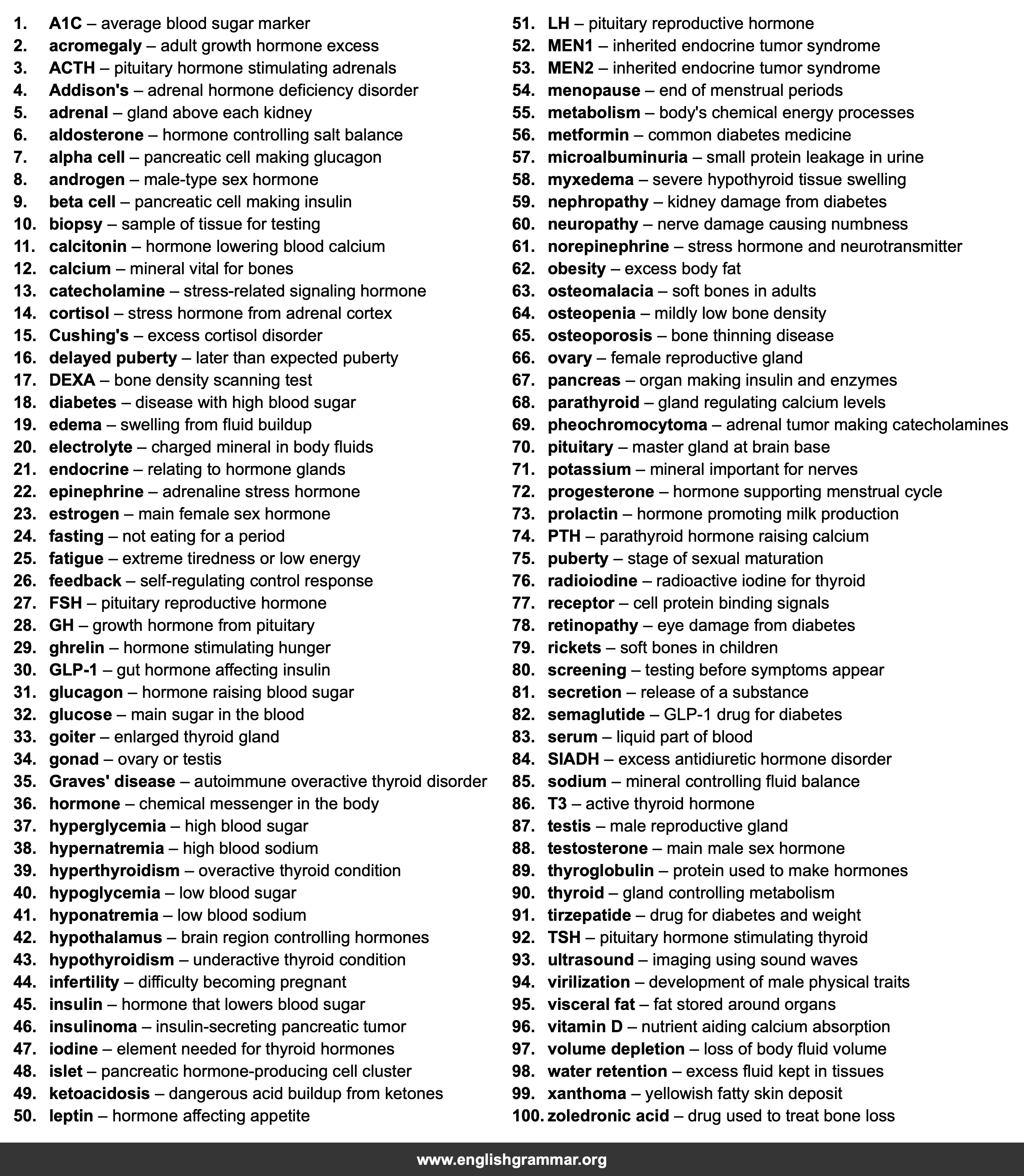 100 Words Every Endocrinologist Should Know