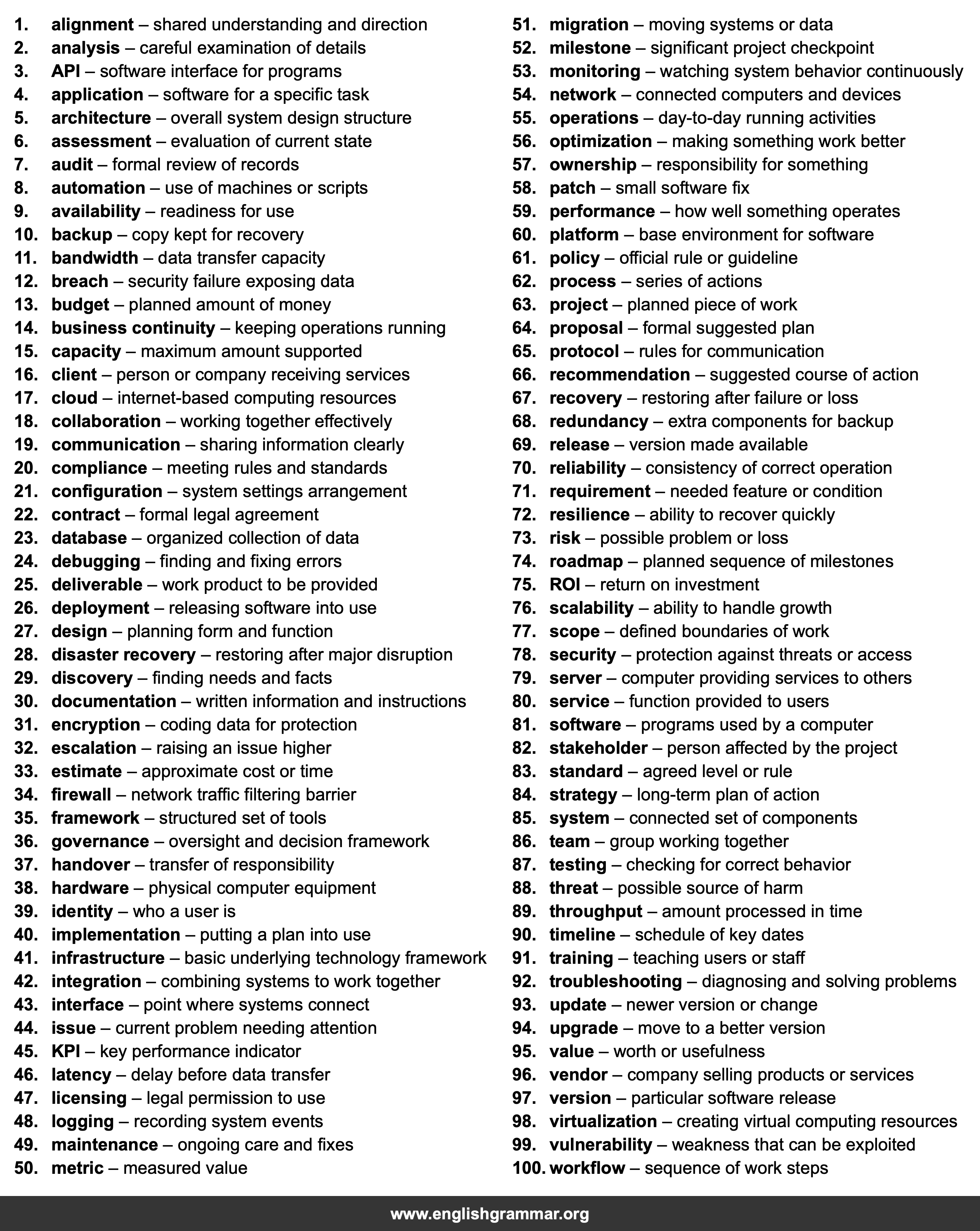 100 Words Every IT Consultant Should Know