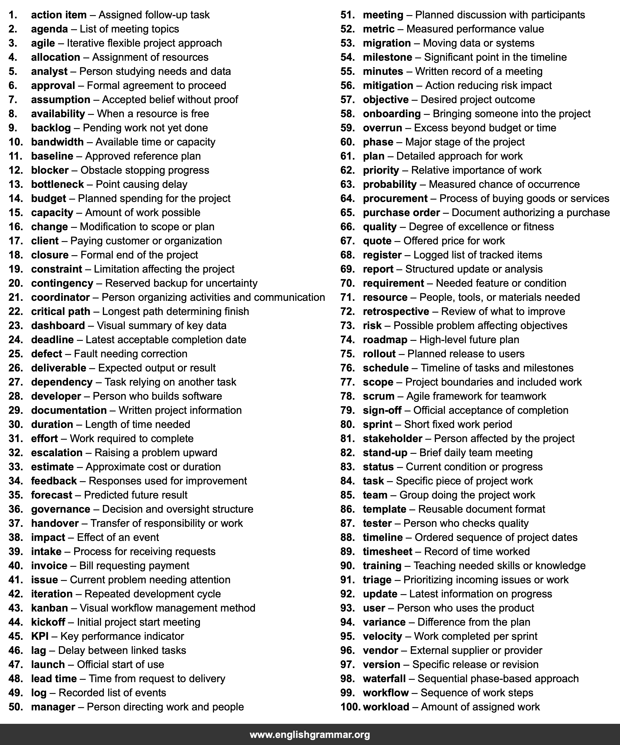 100 Words Every IT Project Coordinator Should Know