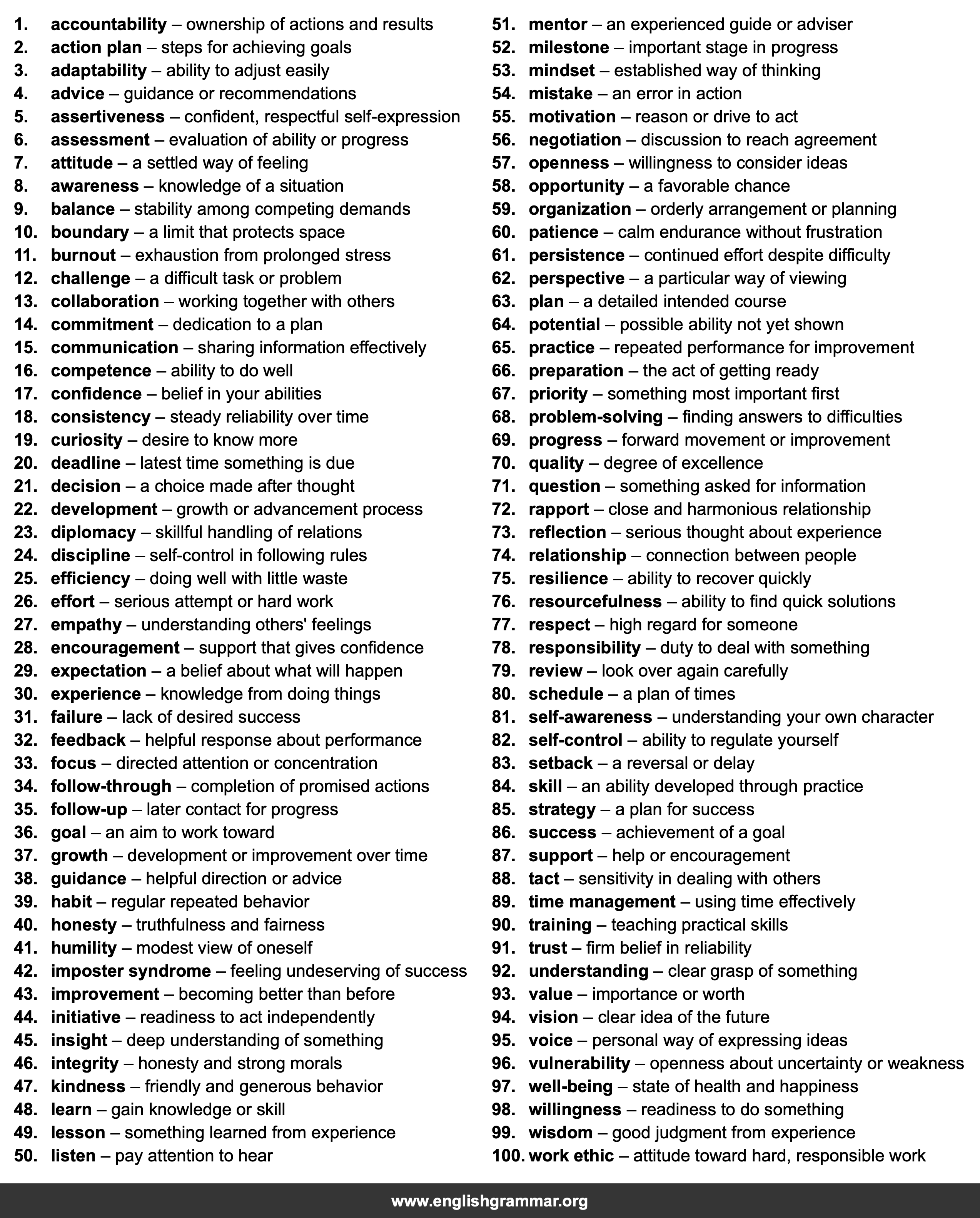 100 Words Every Mentee Should Know