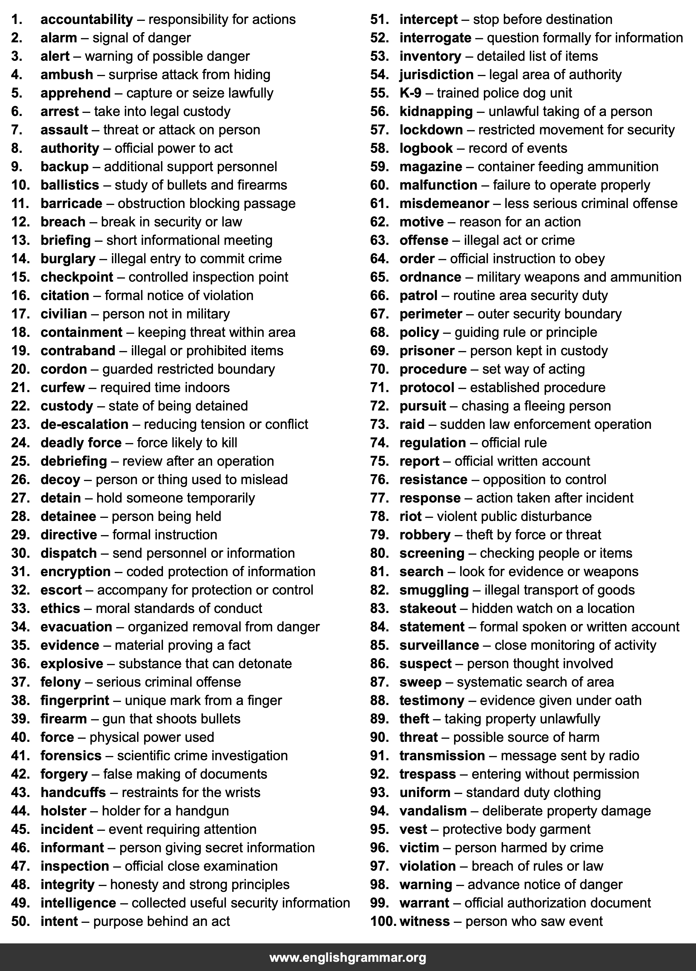 100 Words Every Military Police Officer Should Know