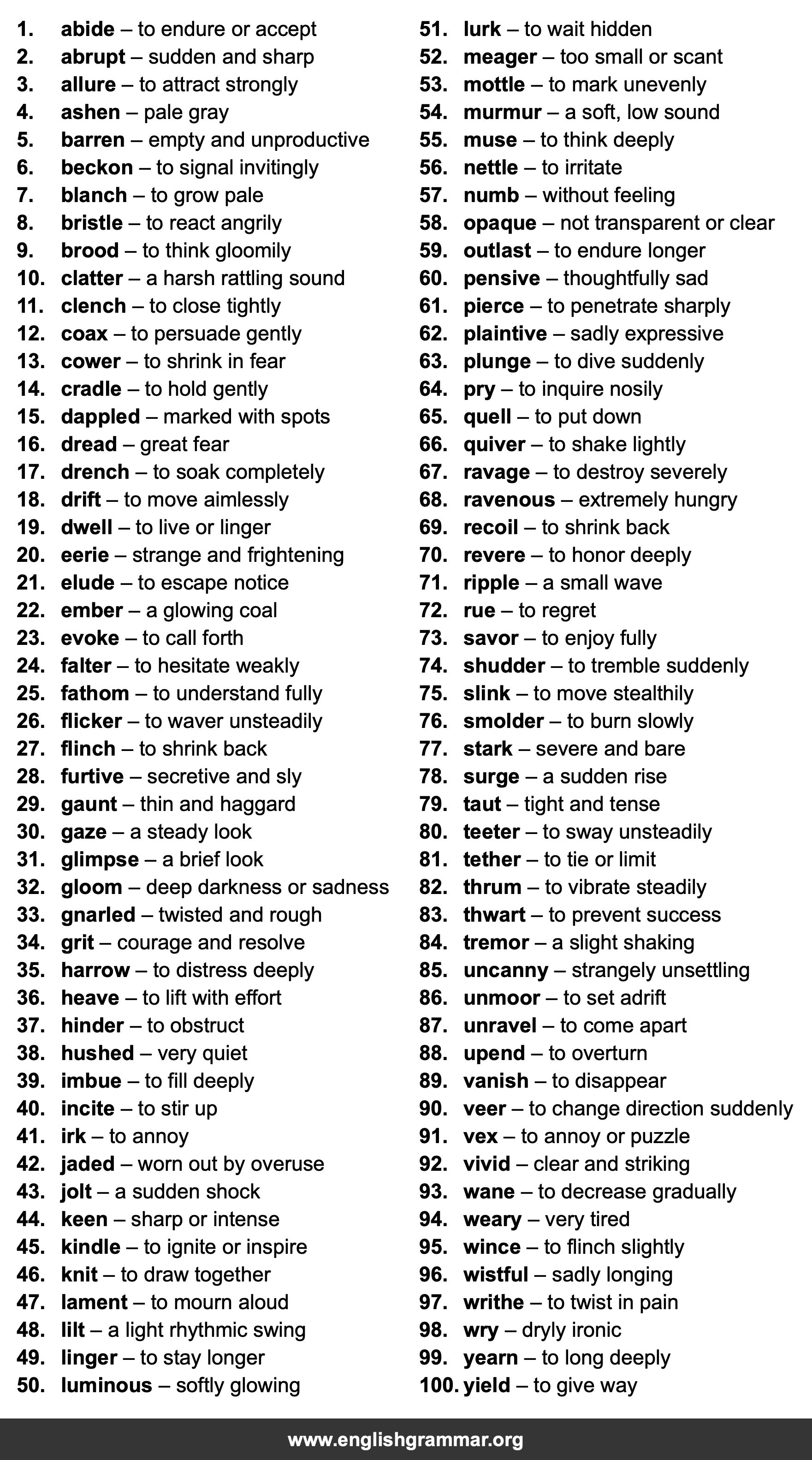 100 Words Every Novelist Should Know