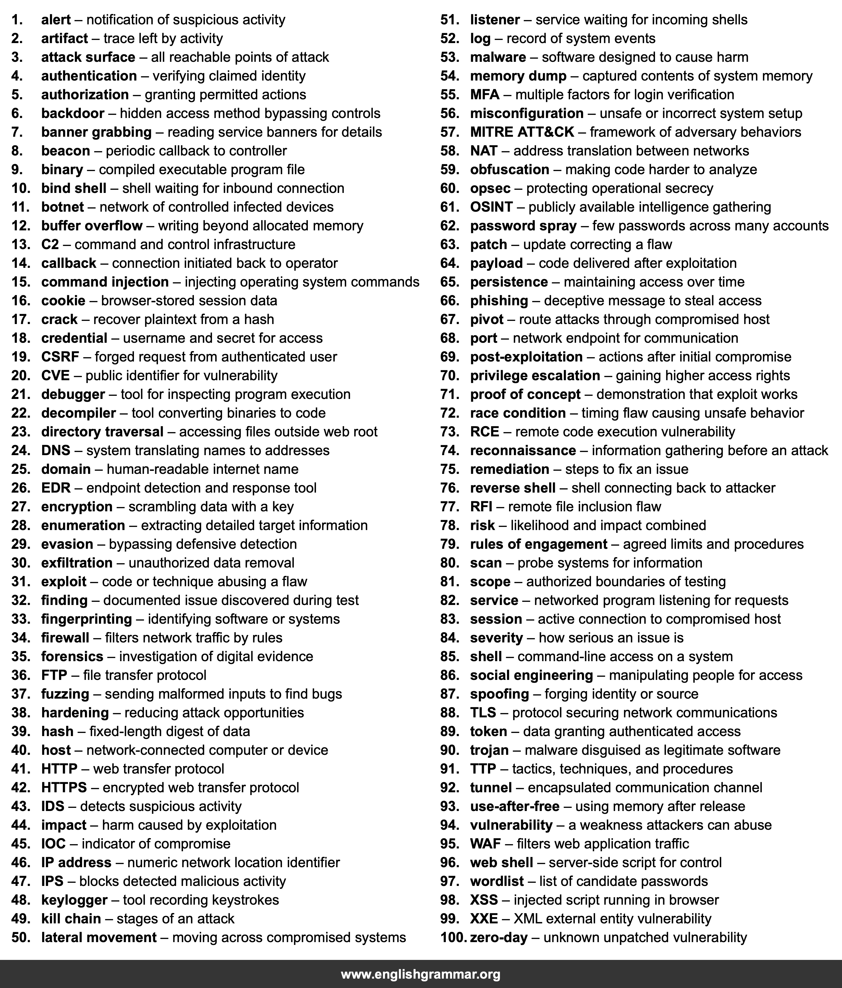 100 Words Every Penetration Tester Should Know