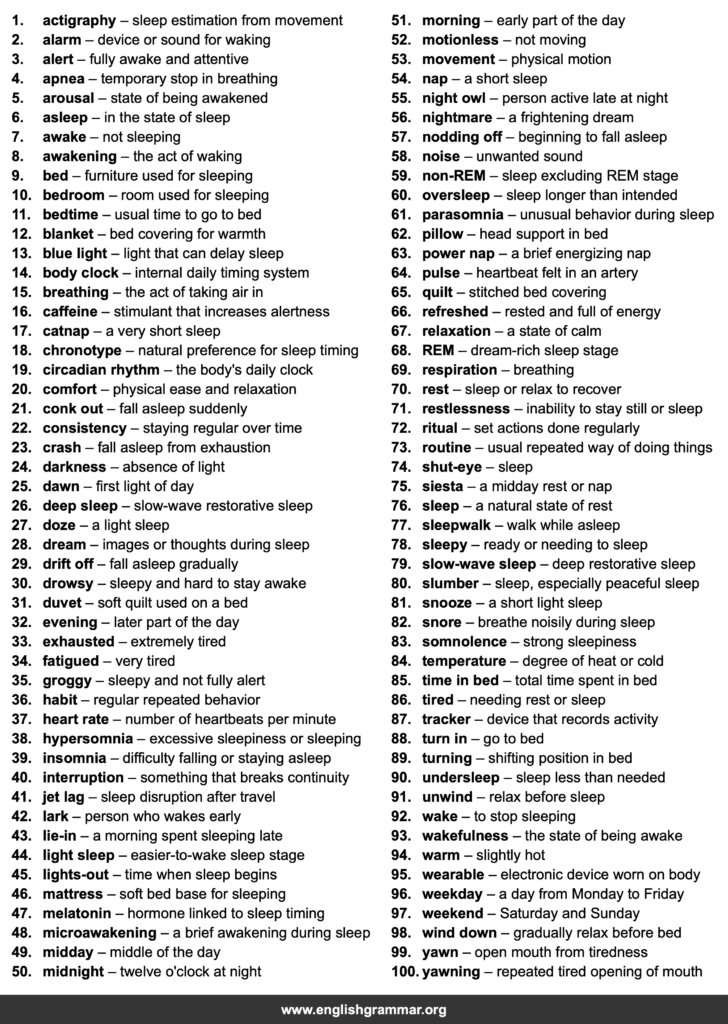 100 Words Every Sleep Tracker Should Know