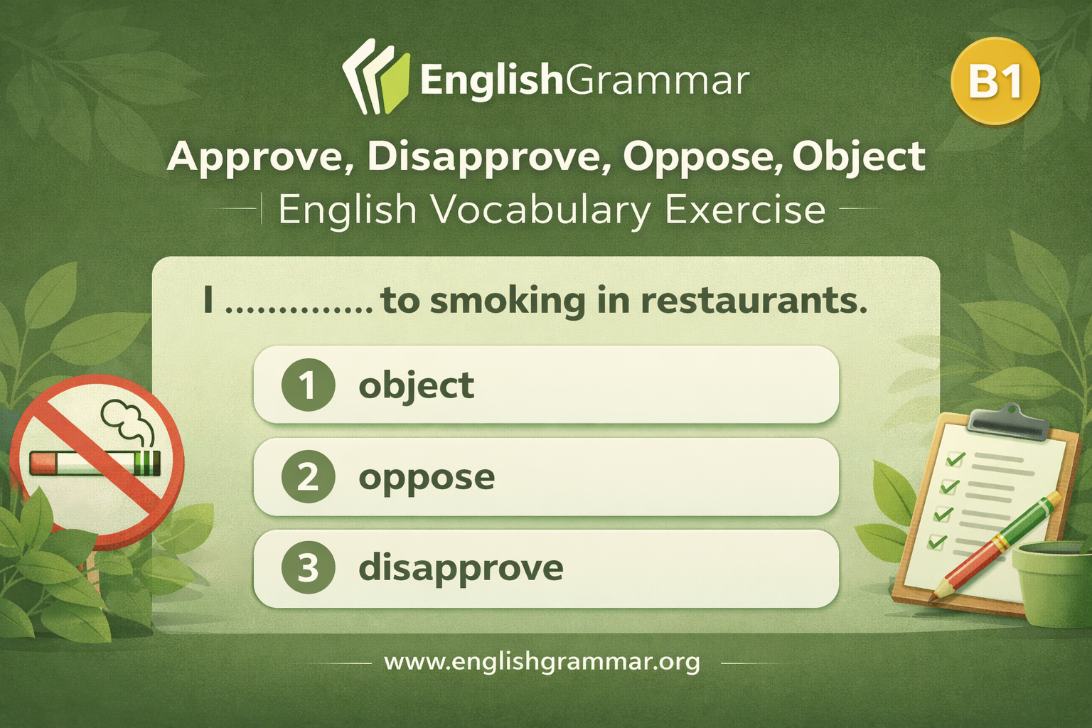 Object Disapprove Approve, Disapprove, Oppose, Object | English Vocabulary Exercise