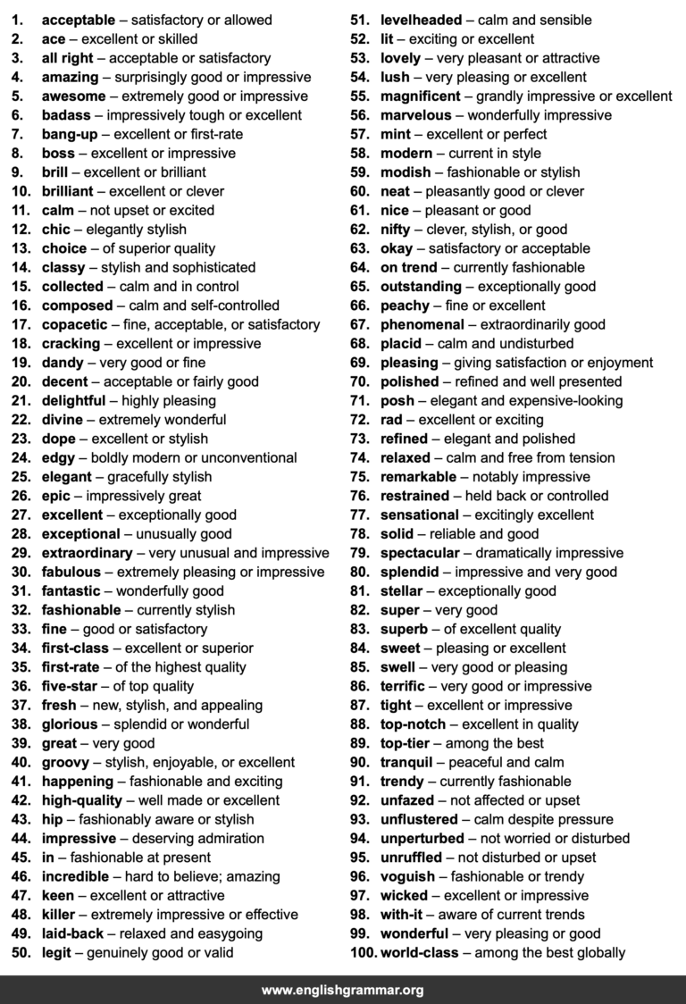 100 Best Synonyms for “Cool”